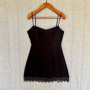 Reformation Black Chiffon Lace Hem Spaghetti Strap Mini Dress Size 10